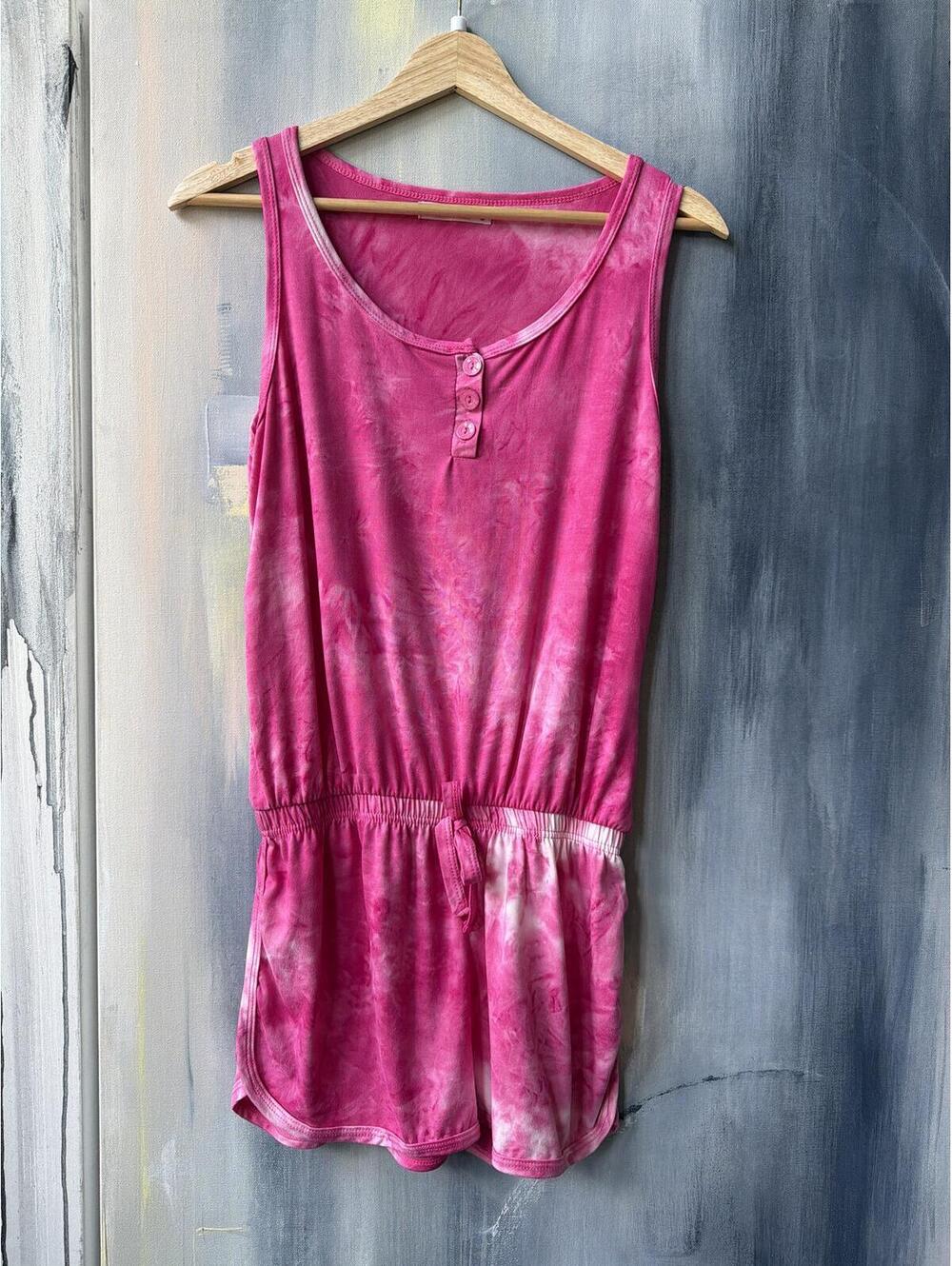 Emme Jordan Pink Tie Dye Romper Fits Small - Picture 1 of 6